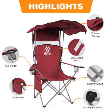 chaise pliante avec parasol intégré