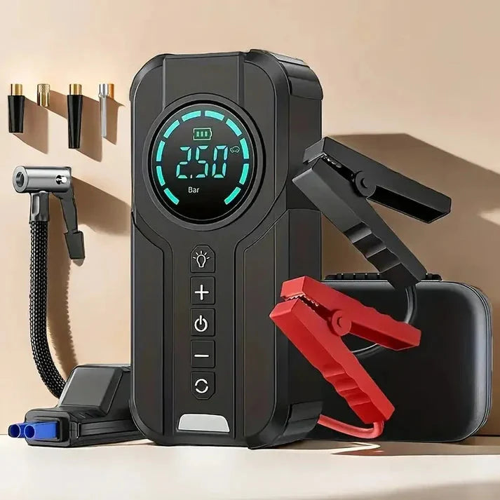 Démarreur de Batterie 4-en-1 avec Gonfleur Automatique