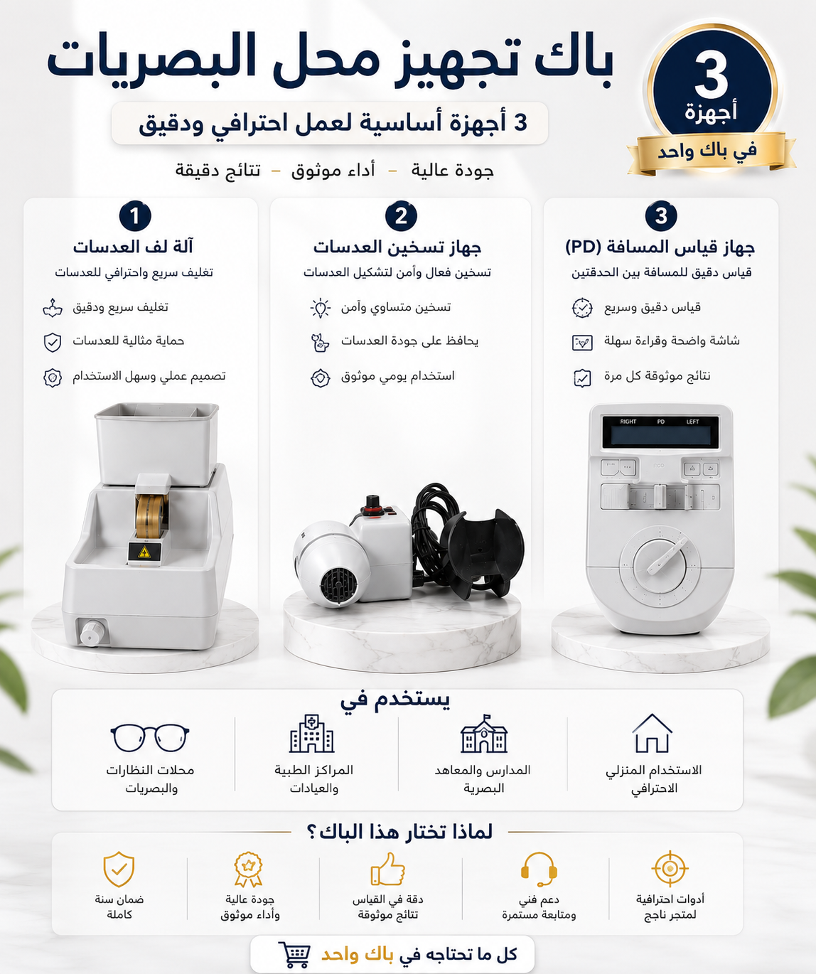 Pack d'équipements pour atelier d'optique