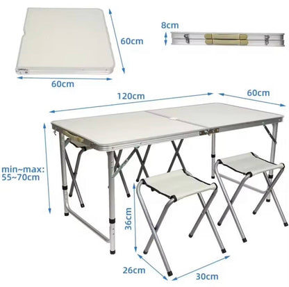 Table pliante en aluminium avec 4 chaises