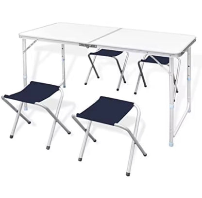 Table pliante en aluminium avec 4 chaises
